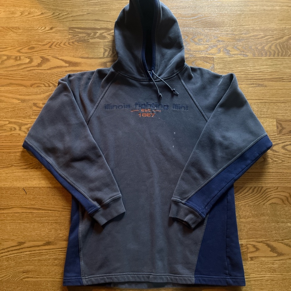 Illinois Fighting Illini Men's Gray and Navy Hoodie